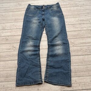 Penningtons Jeans Women's 14 Blue Denim Medium Wash Bootcut Relaxed Fit Mid Rise